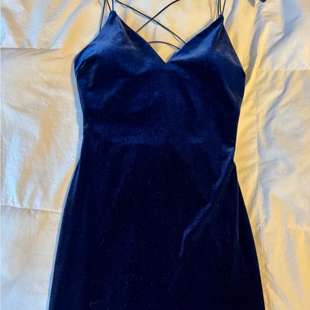 Elegant Blue Velvet Dress